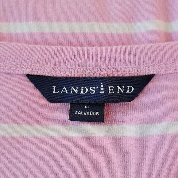 Lands' End Purple Striped V-neck Short Sleeve 100% Cotton T-shirt Size S - Picture 5 of 7